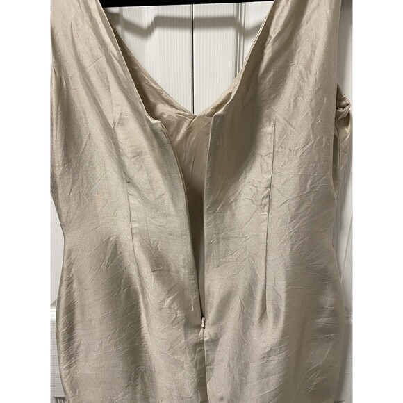 Gilar 100% Silk Fitted Hourglass Silhoutte Lined Sheath Dress Beige -Size 6 - Picture 10 of 14